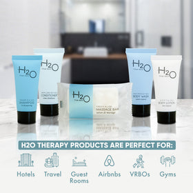 Terra Pure H2O Therapy bottle closeup label highlights premium look and clarity