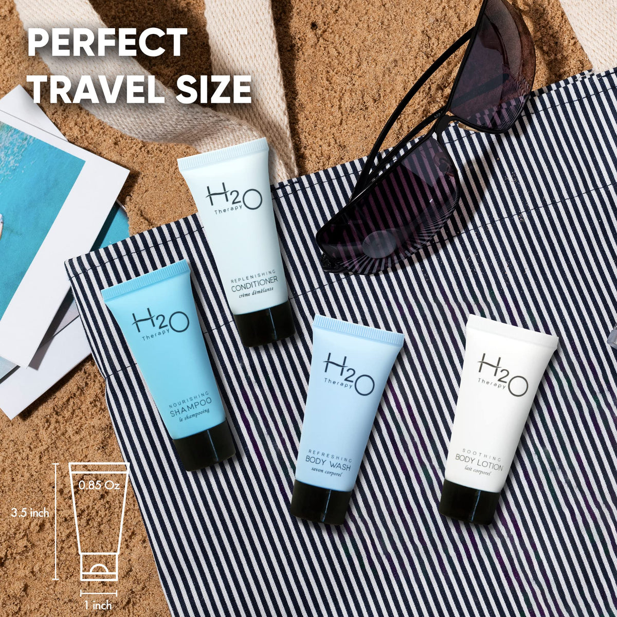Terra Pure amenities arranged on hotel vanity conveying polished presentation and convenience
