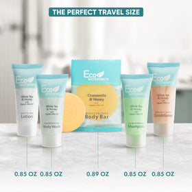 Terra Pure bottles on a bathroom tray offering tidy guest presentation