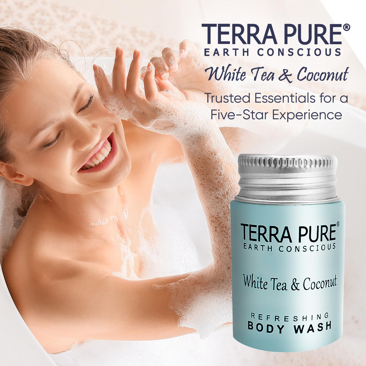 Terra Pure label and ingredients list showing plant-based and paraben-free benefits