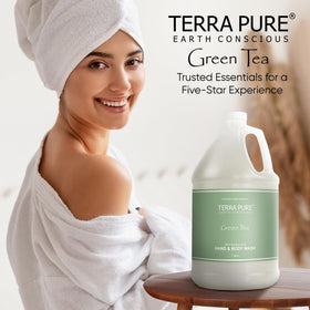 Terra Pure packaging displaying earth-conscious icons and paraben-free claim