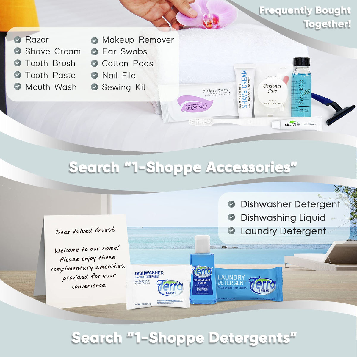 Terra Pure toiletries next to ruler illustrating compact travel-size dimensions
