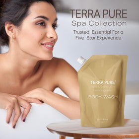 Terra Pure held in hand for scale showing 1L size and bulk convenience