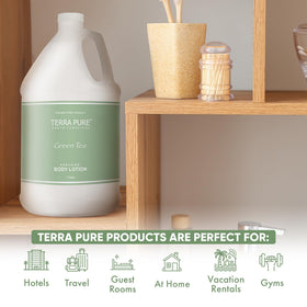 Terra Pure lotion texture close-up showing smooth moisturizing finish benefit
