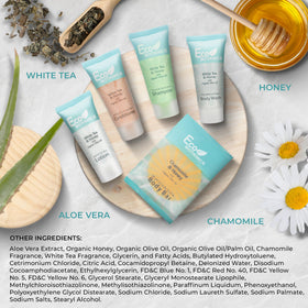 Terra Pure shampoo and lotion texture on palm demonstrating gentle feel