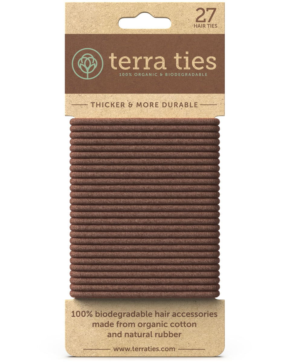 Terra Ties front pack brown showing count and eco benefit