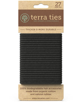 Terra Ties front packaging showing 27-pack and eco labels for sustainable choice