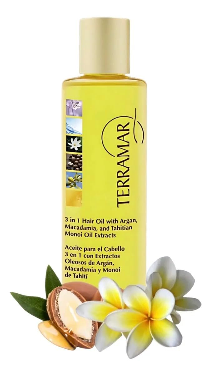Óleo Terramar front packaging showing bottle and label, benefits visible