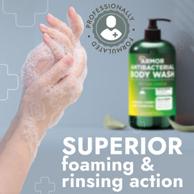 Terramed Just Think Comfort in-shower use demonstrating effective cleansing action