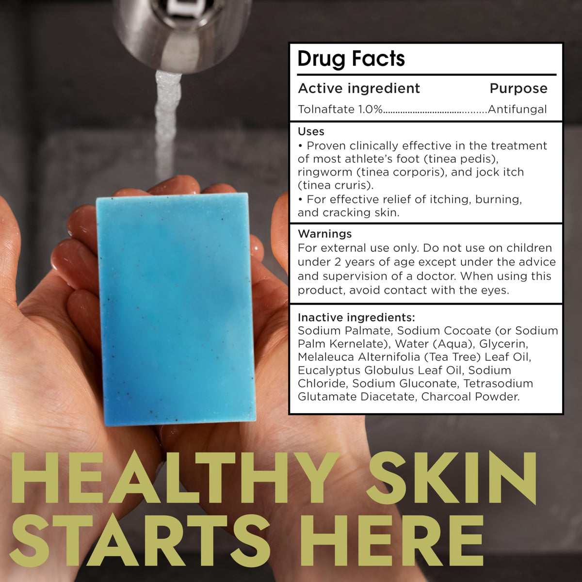 Terramed Just Think Comfort rich lather on skin, visualizing deep-cleansing and refreshment