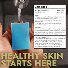 Terramed Just Think Comfort rich lather on skin, visualizing deep-cleansing and refreshment