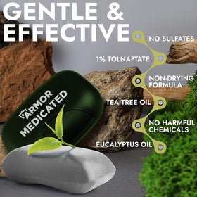 Terramed Just Think Comfort lather texture demonstration showing rich foam for thorough cleansing benefit