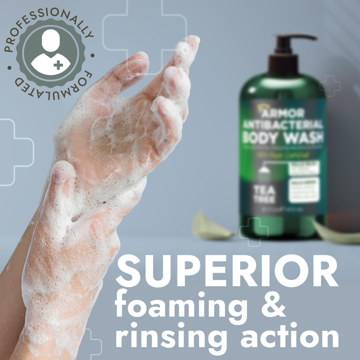 Terramed Just Think Comfort size comparison showing 16 fl oz value for daily showers
