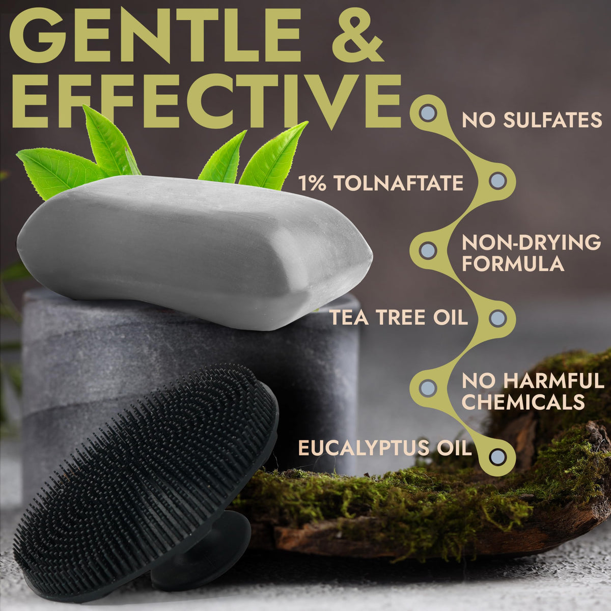 Terramed Just Think Comfort soap paired with scrubber for deeper cleansing