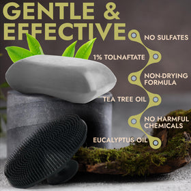 Terramed Just Think Comfort soap paired with scrubber for deeper cleansing