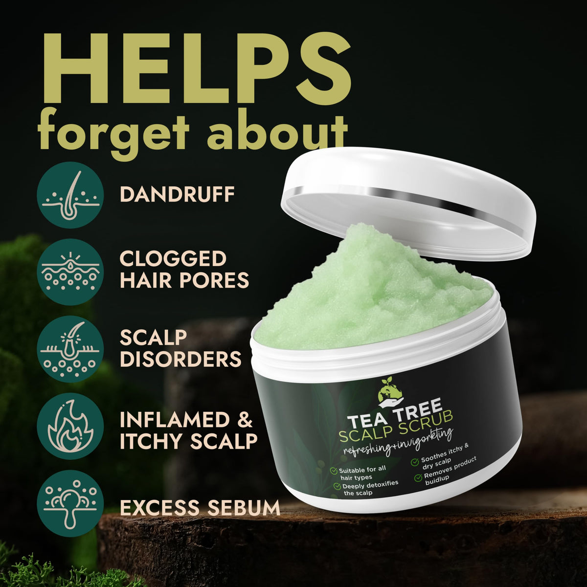 Terramed Just Think Comfort texture close-up showing exfoliant minerals