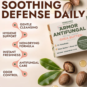 Terramed Just Think Comfort label detail showing Tolnaftate 1% for targeted antifungal support