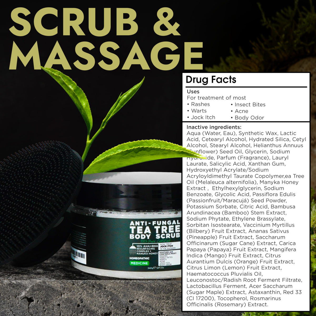 Terramed Just Think Comfort scrub texture close-up showing exfoliating granules and gentle cleansing