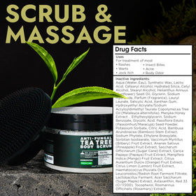Terramed Just Think Comfort scrub texture close-up showing exfoliating granules and gentle cleansing