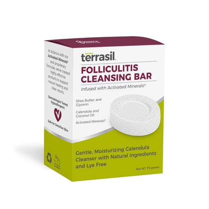 terrasil front packaging showing cleansing bar and benefits