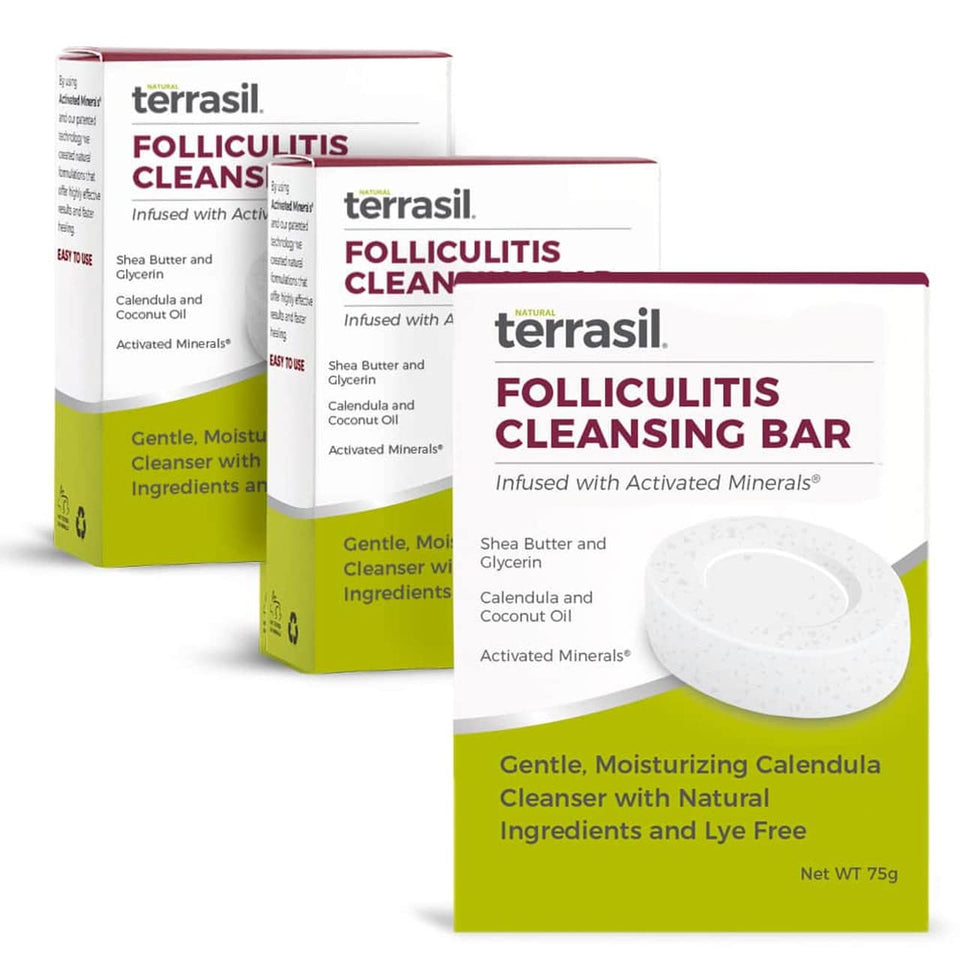 terrasil front packaging showing cleansing bar and calming benefits