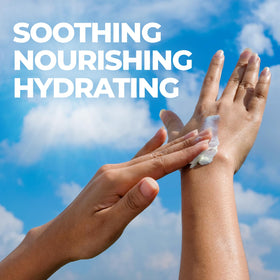 terrasil lotion applied to shoulder to soothe sun-exposed skin