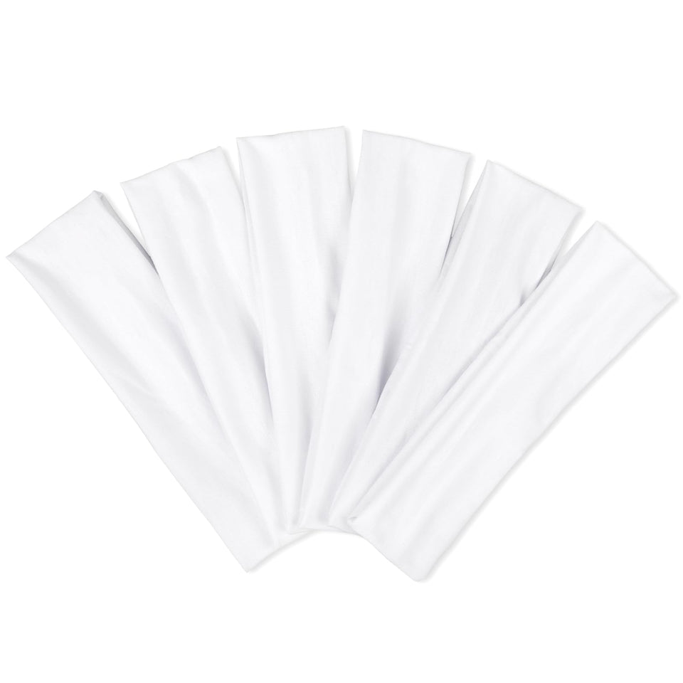 TERSE front view of white headbands showing neat stacked pack and convenience