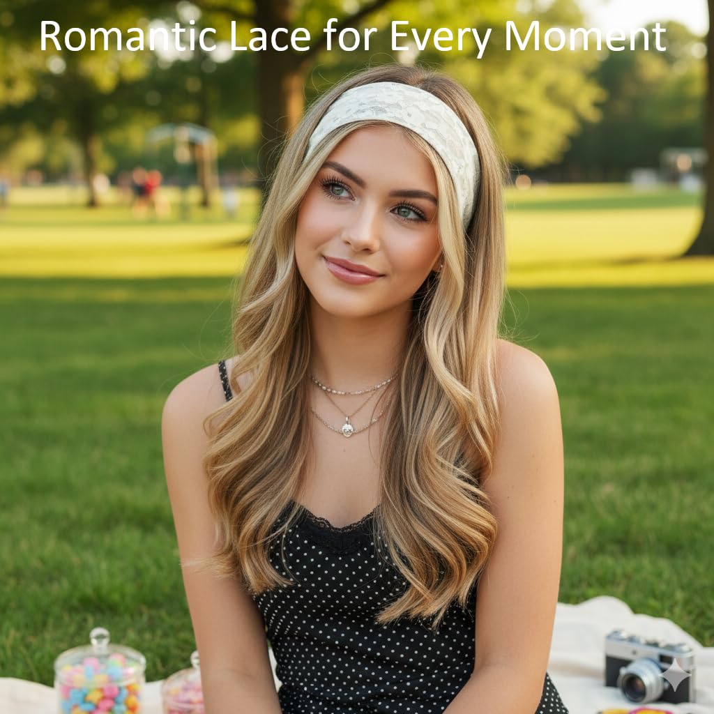 TERSE model wearing pastel blue headband showing effortless styling for content creators