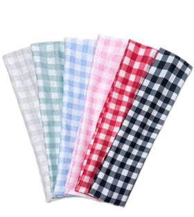 TERSE front packaging showing six plaid headbands, clear product view and variety