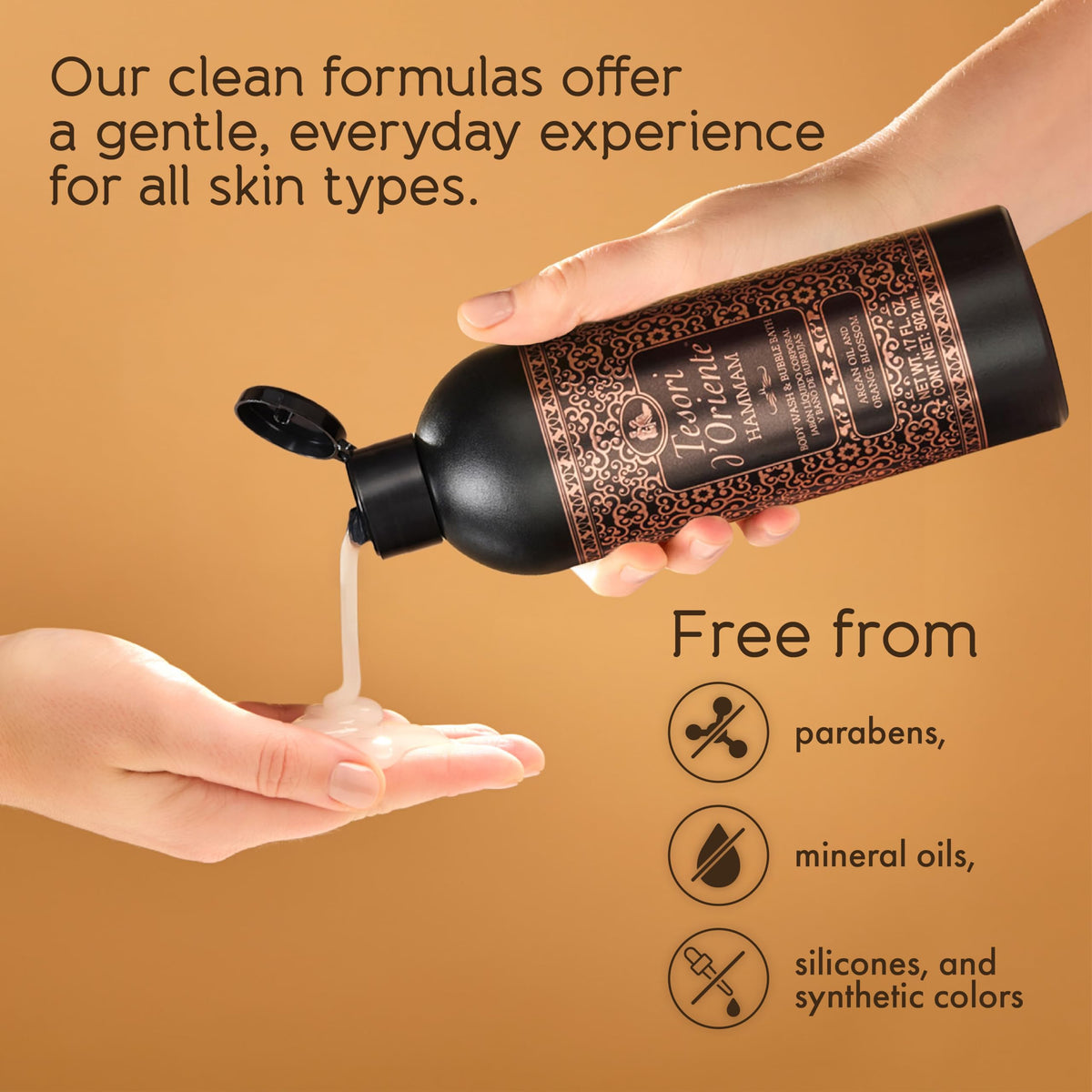 Tesori d'Oriente argan oil close-up highlighting nourishing ingredient
