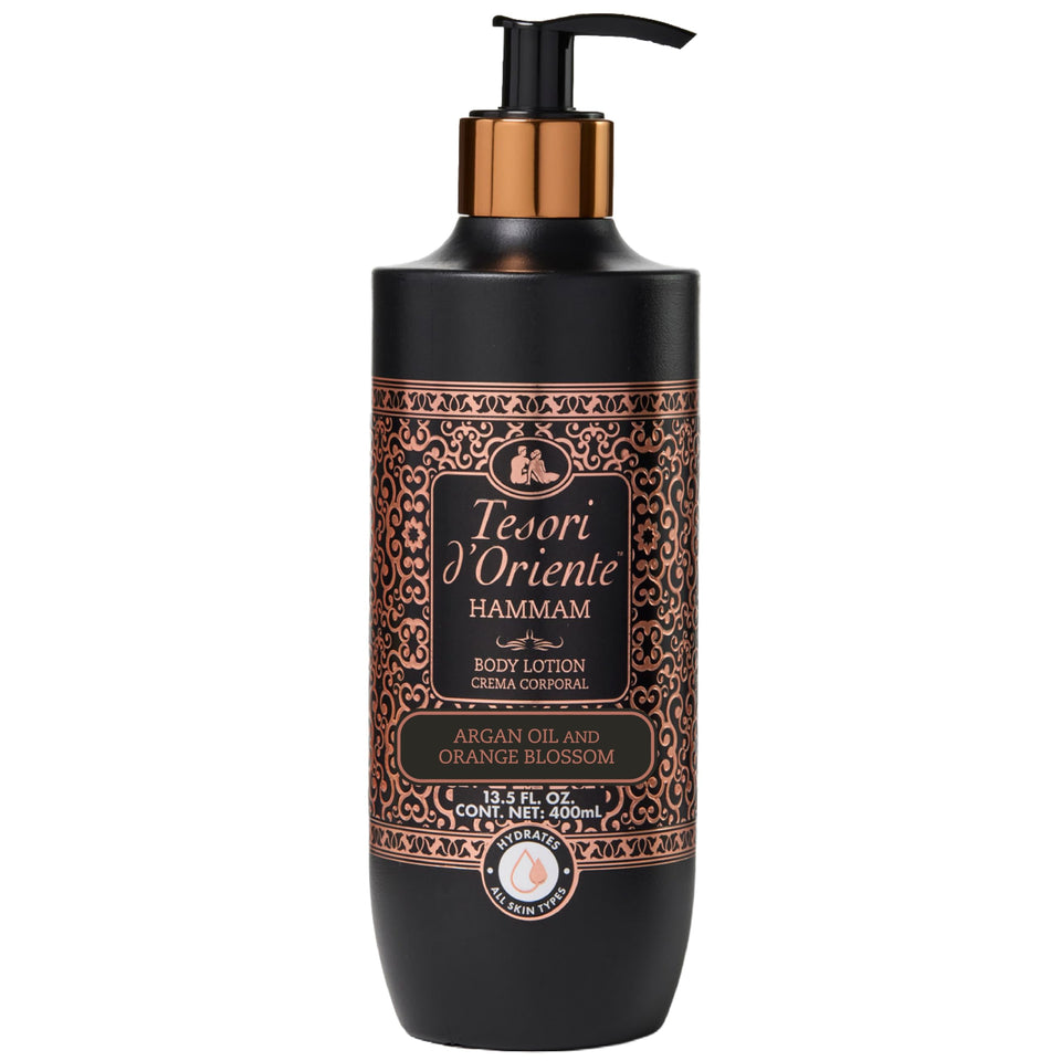 Tesori d'Oriente front packaging showing bottle and orange blossom scent benefit