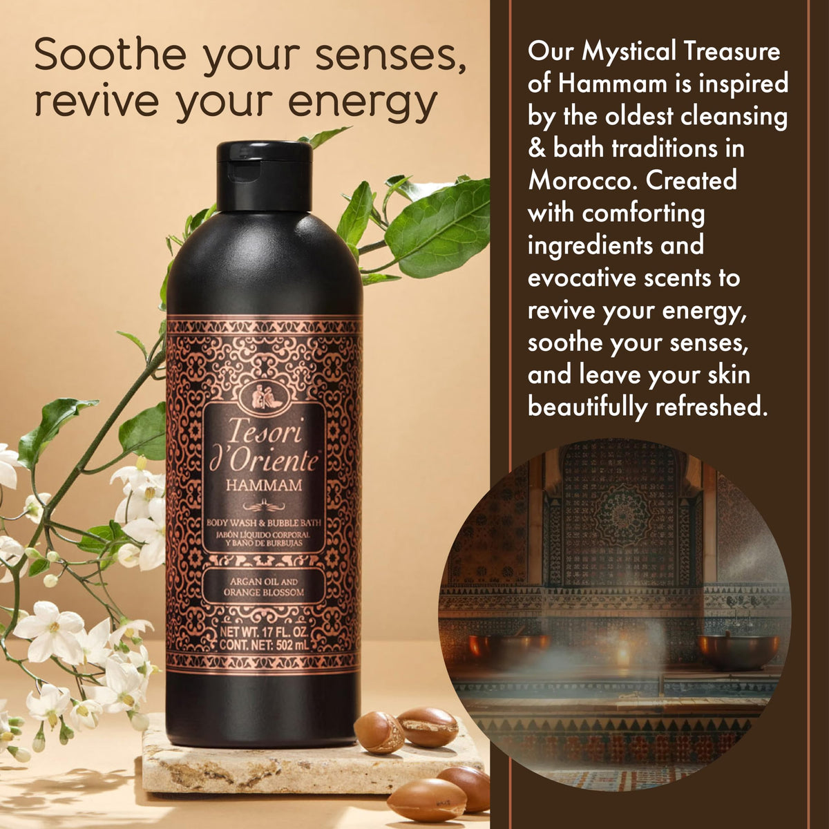 Tesori d'Oriente creamy texture lather illustrating gentle cleansing