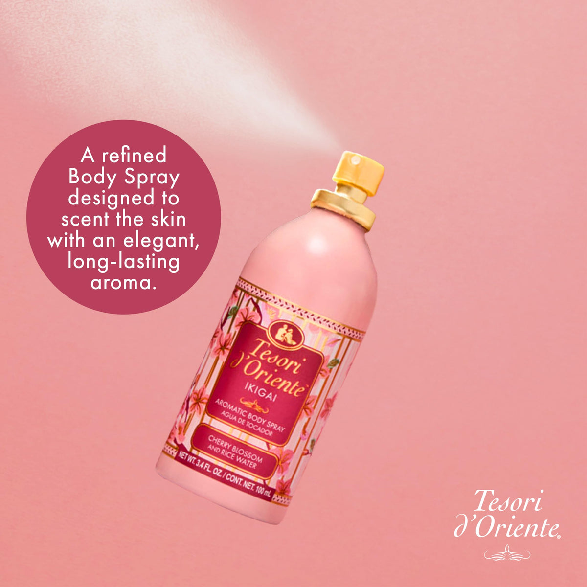 Tesori d'Oriente bottle in hand to show travel size and portability benefit