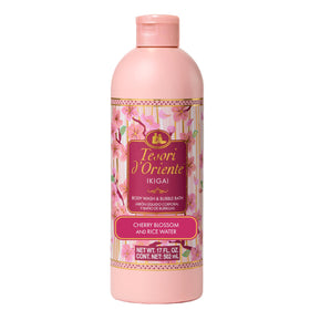 Tesori d'Oriente bottle front view showing Cherry Blossom scent and elegant packaging benefit