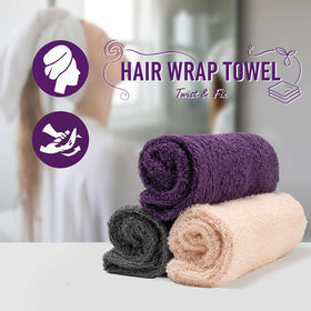 Textila turban wrapped on long curly hair demonstrating frizz control and comfort