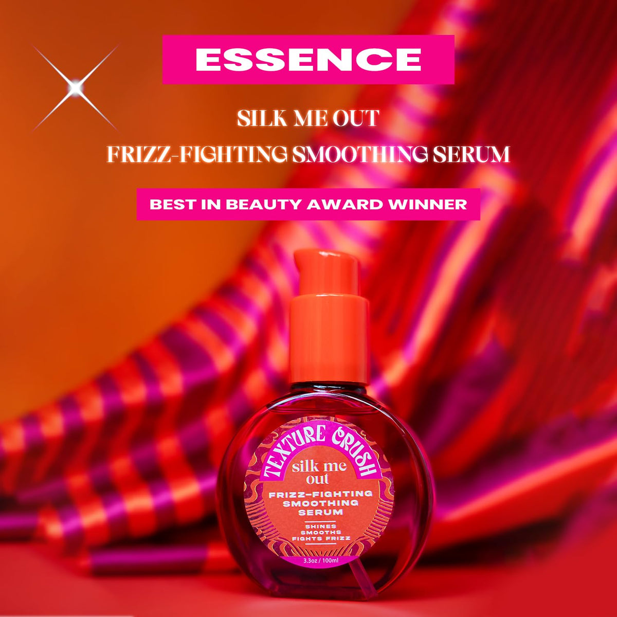 Texture Crush before and after hair showing reduced frizz and added shine