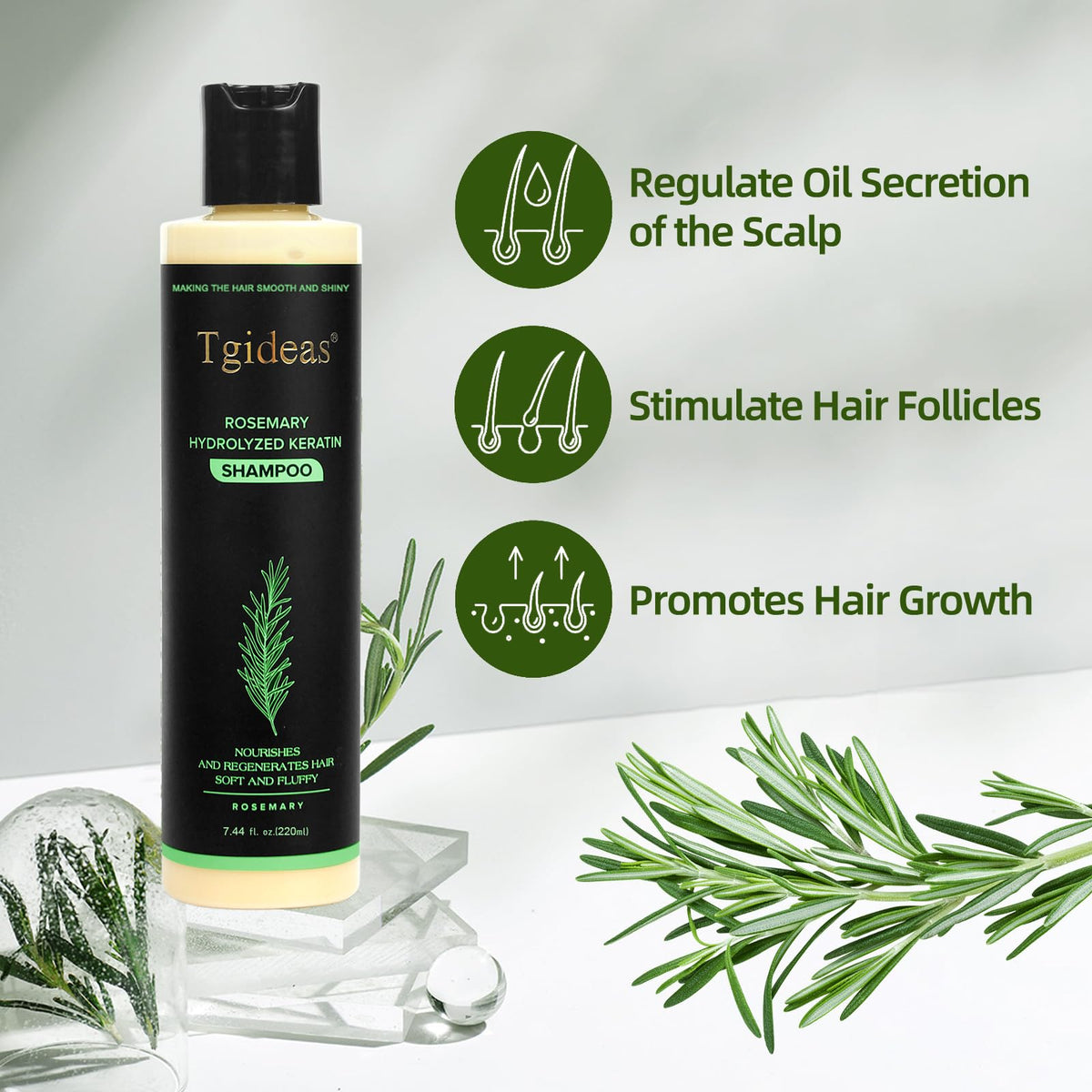 Tgideas foam on scalp illustrating root lift and lightweight hydration benefit