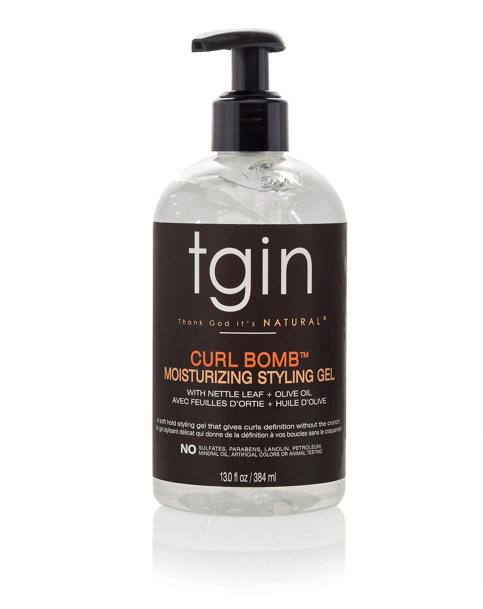 tgin front pump bottle displaying label and easy dispensing benefit