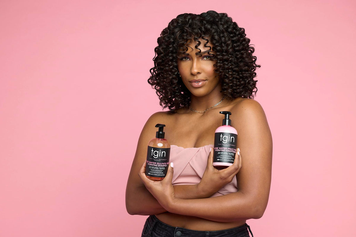 tgin defining gel scrunched into curls showing frizz control