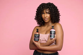 tgin defining gel scrunched into curls showing frizz control