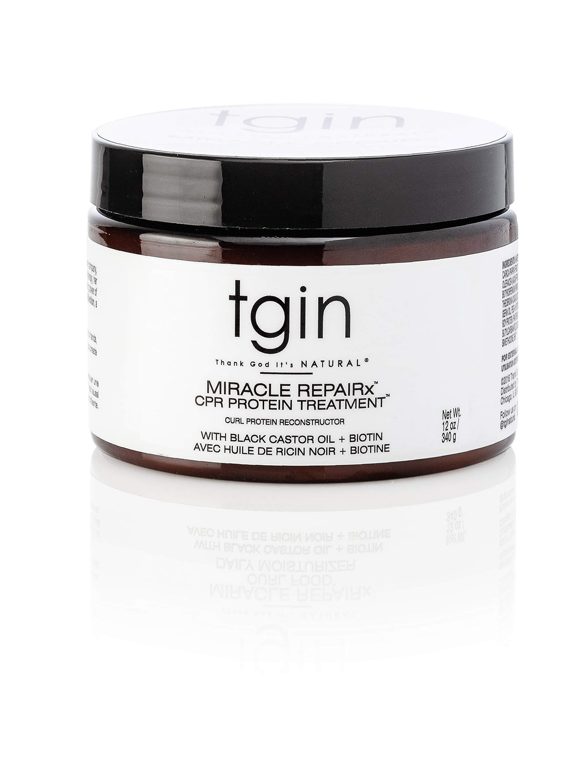 Thank God It's Natural tgin front packaging showing 12 oz jar and repair benefits