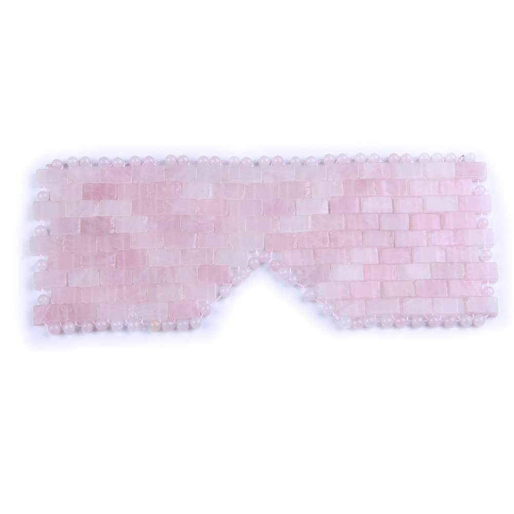 TGS Gems front view of rose quartz sleep mask showing shape and coverage benefit