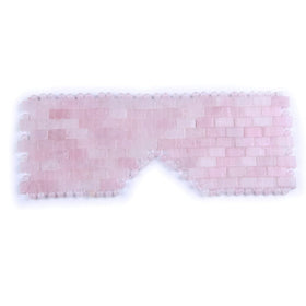 TGS Gems front view of rose quartz sleep mask showing shape and coverage benefit