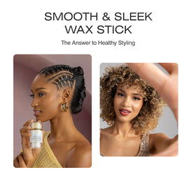 Thank God It's Natural applied to a slicked-back ponytail demonstrating frizz control benefit