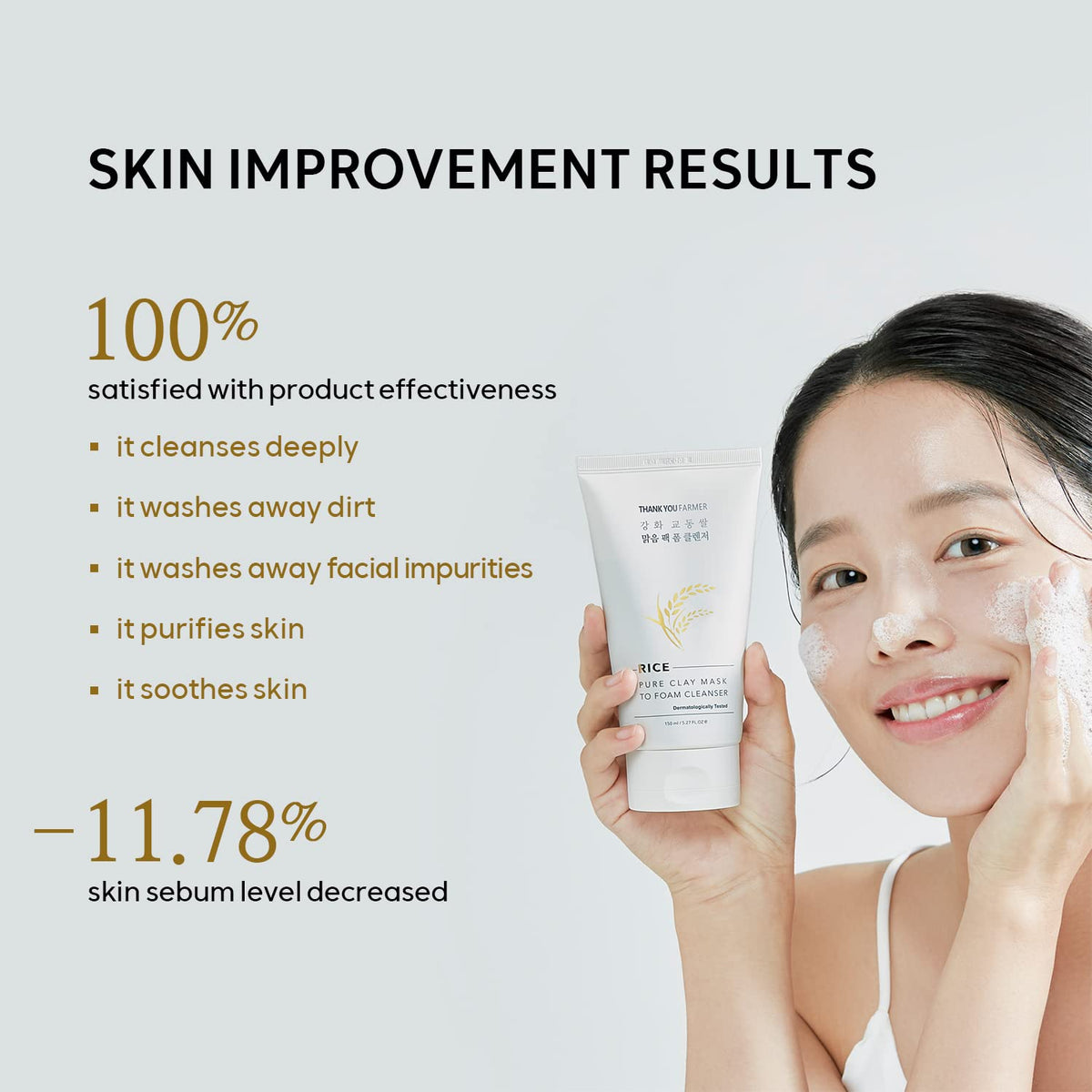 THANKYOU FARMER application on face demonstration for quick one-minute mask