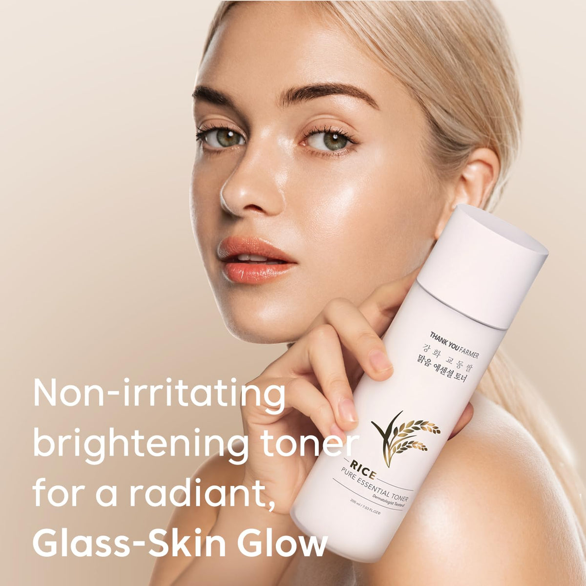 THANKYOU FARMER applying toner on hand demonstrating lightweight absorption