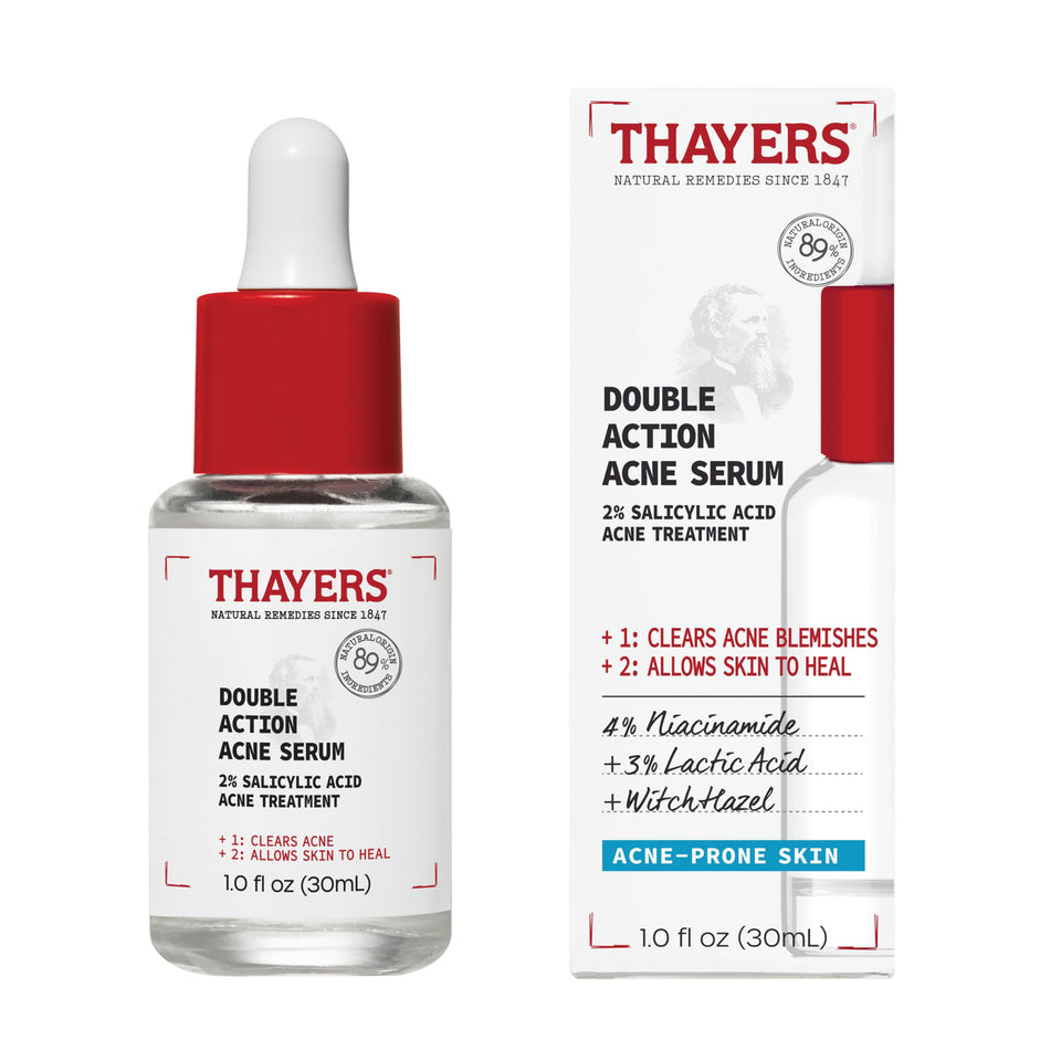 Thayers double action acne serum front packaging showing product name and size
