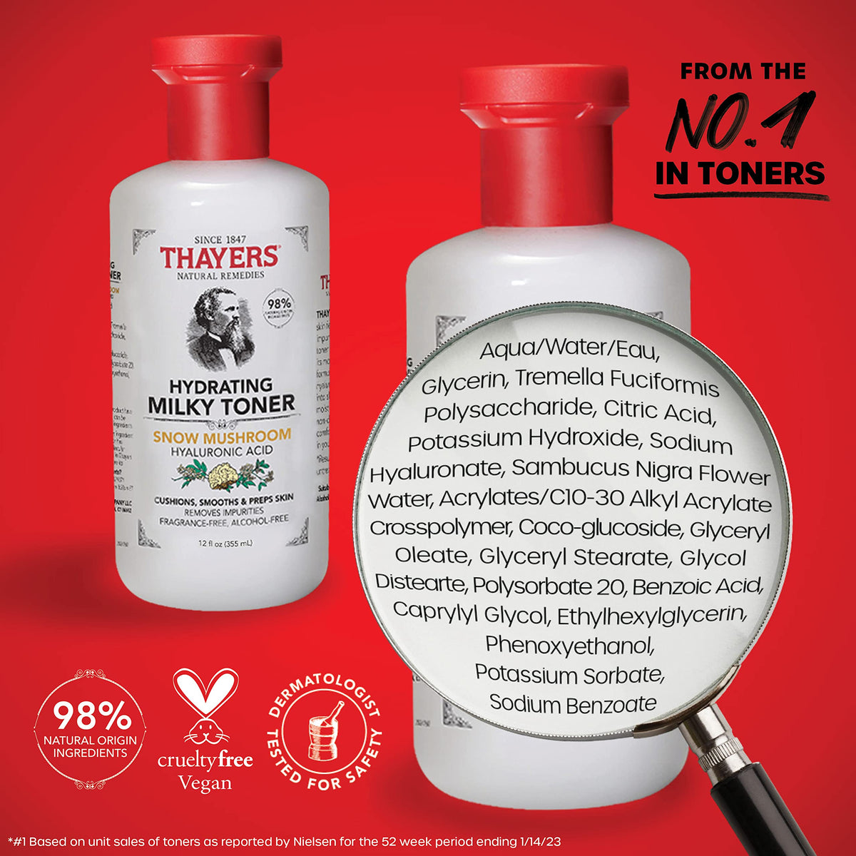 THAYERS two-pack styled on counter to show value and routine-ready supply