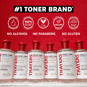 THAYERS bottle on vanity with towel, daily routine hydration visual