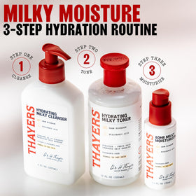 THAYERS woman applying moisturizer for dewy, non-greasy finish